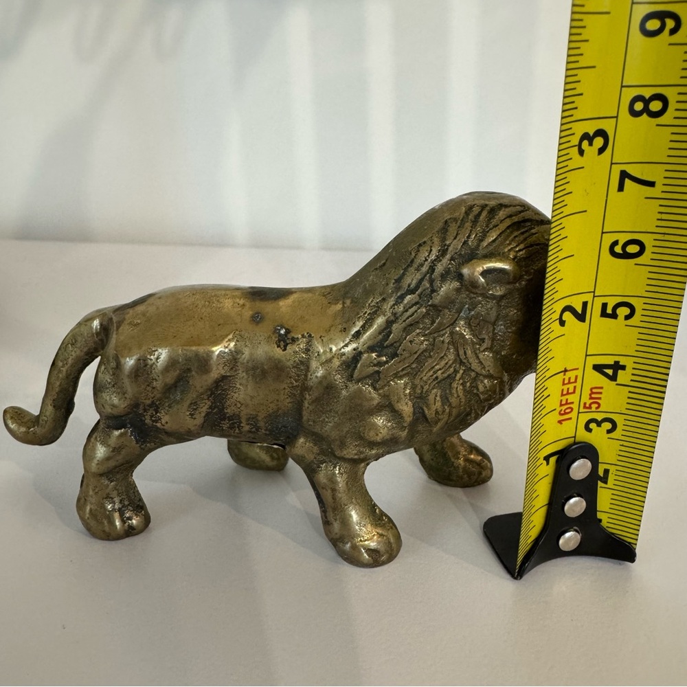 Action Vintage Solid Brass Lion Figurine Heavy Small Solid Made Taiwan - Picture 10 of 11